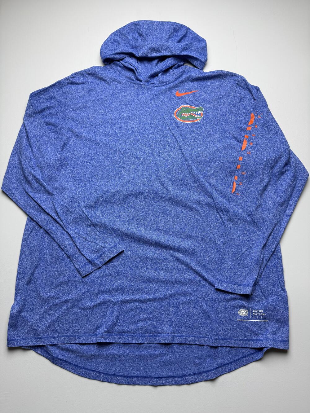 Florida Gators Shirt Mens 2XL Blue NCAA Football Nike Hooded Long Sleeve Tee